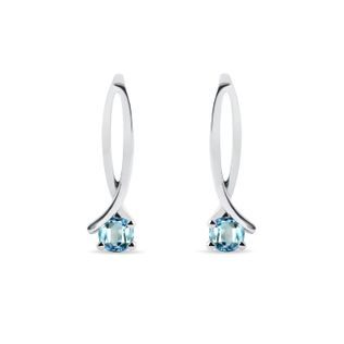 BOUCLES D'OREILLES EN OR BLANC 14 CARATS AVEC TOPAZES - BOUCLES D'OREILLES EN TOPAZE - BOUCLES D'OREILLES