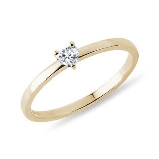 YELLOW GOLD DIAMOND HEART RING - DIAMOND RINGS - RINGS