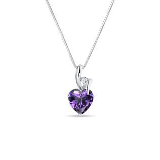 DIAMOND AND AMETHYST NECKLACE IN WHITE GOLD - AMETHYST NECKLACES - NECKLACES