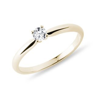 YELLOW GOLD RING WITH A SHINING DIAMOND - BRILLIANT CUT DIAMOND ENGAGEMENT RINGS - ENGAGEMENT RINGS