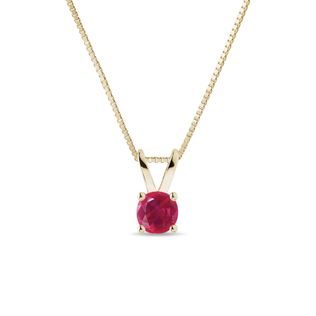 ROUND RUBY PENDANT IN GOLD - RUBY NECKLACES - NECKLACES