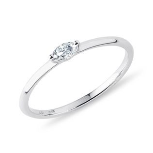 BAGUE MINIMALISTE EN OR BLANC AVEC DIAMANT - BAGUES EN DIAMANT - BAGUES