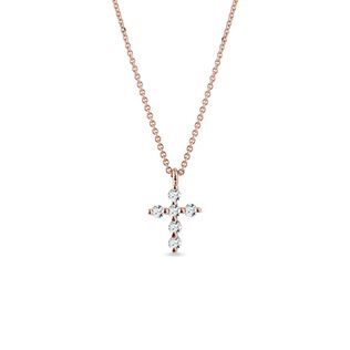 DIAMOND CROSS NECKLACE IN ROSE GOLD - DIAMOND NECKLACES - NECKLACES