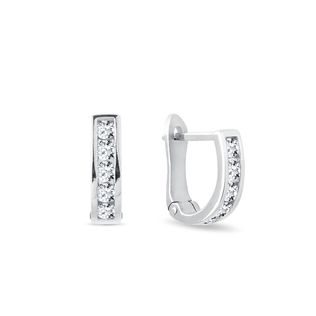 WHITE GOLD DIAMOND HUGGIE EARRINGS - DIAMOND EARRINGS - EARRINGS