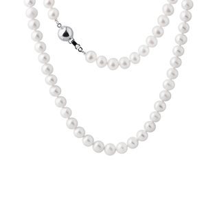 FRESHWATER PEARL NECKLACE WITH A SILVER CLASP - PEARL NECKLACES - PEARL JEWELRY