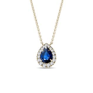 SAPPHIRE AND DIAMOND NECKLACE IN YELLOW GOLD - SAPPHIRE NECKLACES - NECKLACES