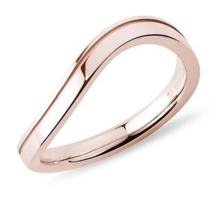 MEN'S WAVE WEDDING RING WITH A GROOVE IN ROSE GOLD - RINGS FOR HIM - WEDDING RINGS