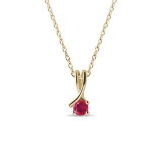 ROUND RUBY GOLD RIBBON NECKLACE - RUBY NECKLACES - NECKLACES