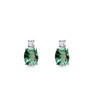 GREEN TOURMALINE AND DIAMOND EARRINGS IN WHITE GOLD - TOURMALINE EARRINGS - EARRINGS