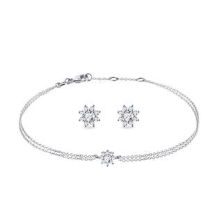 DIAMOND EARRING AND BRACELET SET IN WHITE GOLD - DIAMOND SETS - FINE JEWELRY