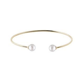 PEARL CUFF BRACELET IN YELLOW GOLD - FLEXI BRACELETS - BRACELETS