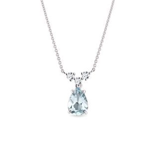 SKY TOPAZ AND DIAMOND NECKLACE IN WHITE GOLD - TOPAZ NECKLACES - NECKLACES