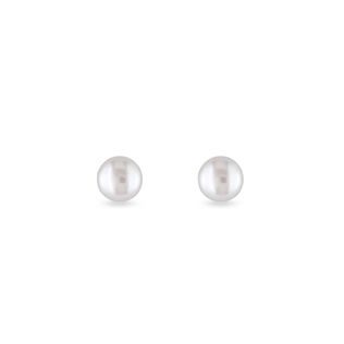 PUCES D'OREILLES MINIMALISTES EN OR JAUNE AVEC PERLE - BOUCLES D'OREILLES EN PERLES - PERLES