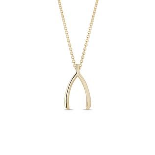 WISHBONE PENDANT IN 14K YELLOW GOLD - YELLOW GOLD NECKLACES - NECKLACES