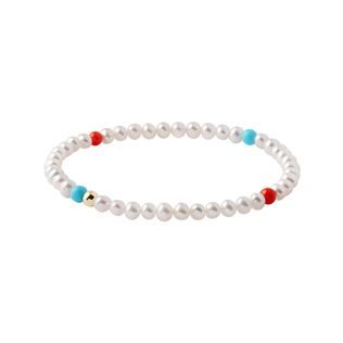 PEARL BRACELET WITH TURQUOISE AND CORAL - PEARL BRACELETS - PEARL JEWELLERY