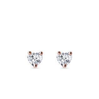 BOUCLES D'OREILLES EN OR ROSE AVEC DIAMANT CŒUR - BOUCLES D'OREILLES EN DIAMANT - BOUCLES D'OREILLES