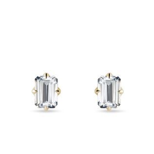 EMERALD CUT LAB GROWN DIAMOND STUDS IN YELLOW GOLD - DIAMOND STUD EARRINGS - EARRINGS