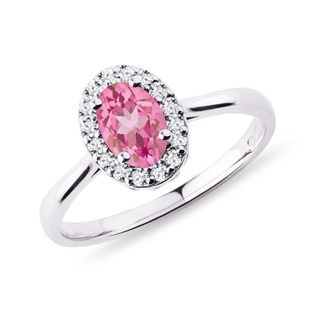 GOLD RING WITH PINK SAPPHIRE AND DIAMONDS - SAPPHIRE RINGS - RINGS