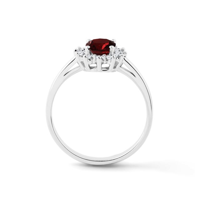 GARNET AND DIAMOND RING IN WHITE GOLD - GARNET RINGS - 