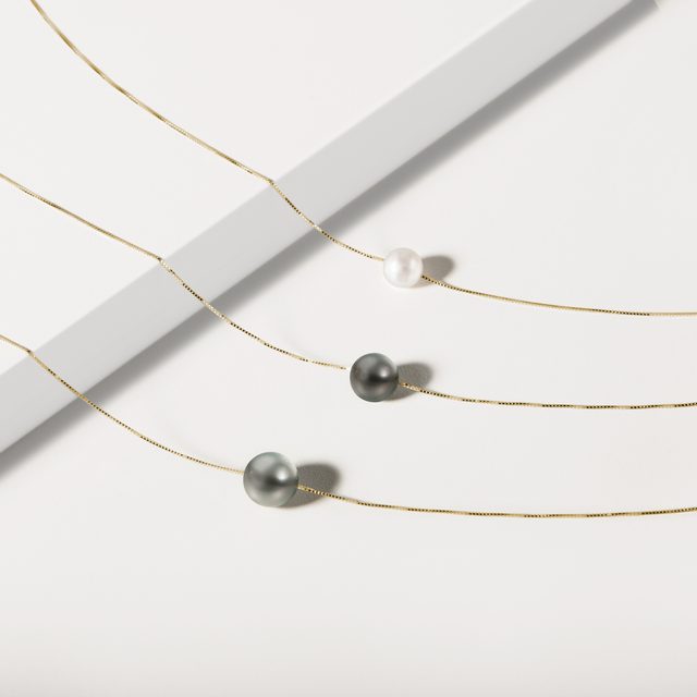 MINIMALIST 14K GOLD NECKLACE WITH AKOYA PEARL - PEARL PENDANTS - 