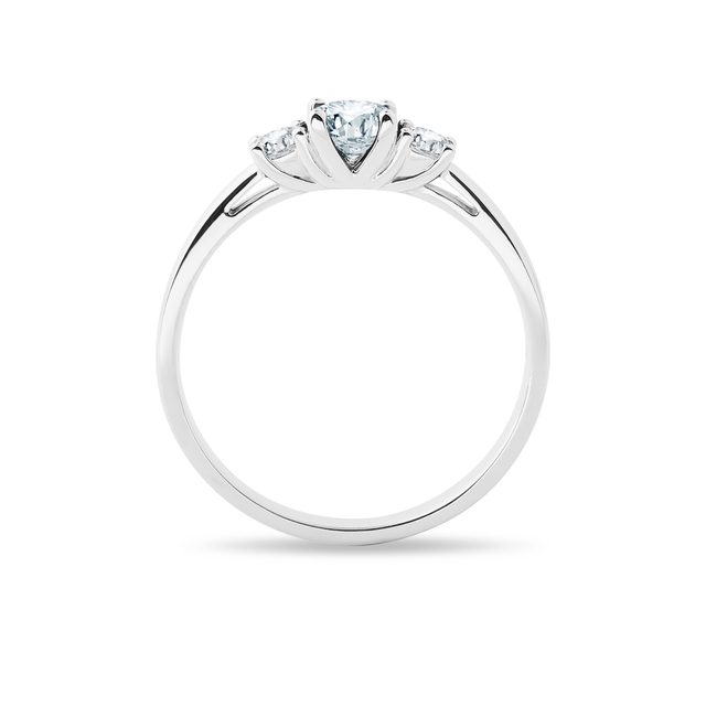 AQUAMARINE RING WITH DIAMONDS IN WHITE GOLD - AQUAMARINE RINGS - 