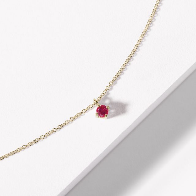 FINE ROUND RUBY NECKLACE IN GOLD - RUBY NECKLACES - 