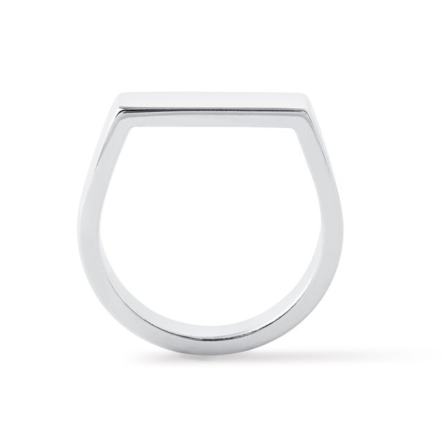 WHITE GOLD FLAT TOP PINKY RING - WHITE GOLD RINGS - 