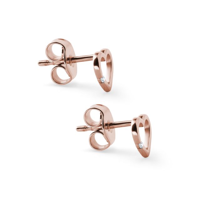 DIAMOND HEART EARRINGS IN ROSE GOLD - DIAMOND STUD EARRINGS - 