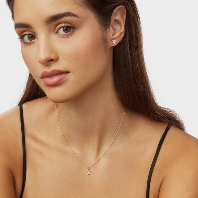 STAR-SHAPED DIAMOND EARRINGS IN ROSE GOLD - CHILDREN'S EARRINGS - 