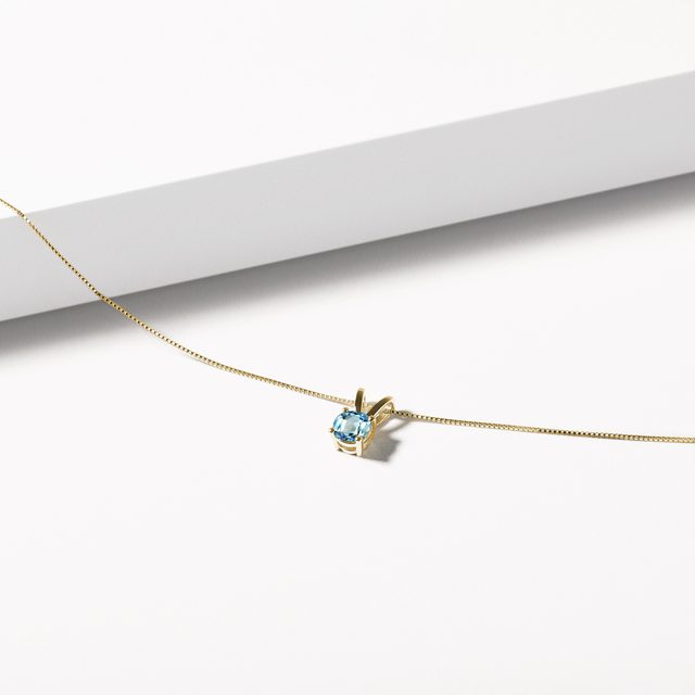 ROUND SWISS TOPAZ NECKLACE IN GOLD - TOPAZ NECKLACES - 