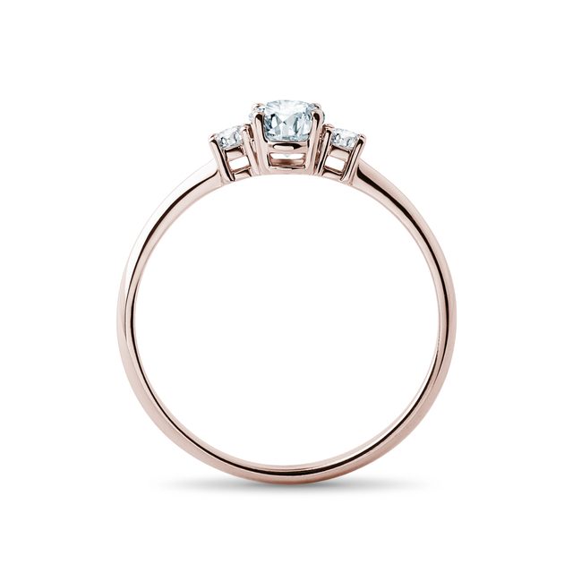 RING WITH AQUAMARINE AND DIAMONDS IN ROSE GOLD - AQUAMARINE RINGS - 