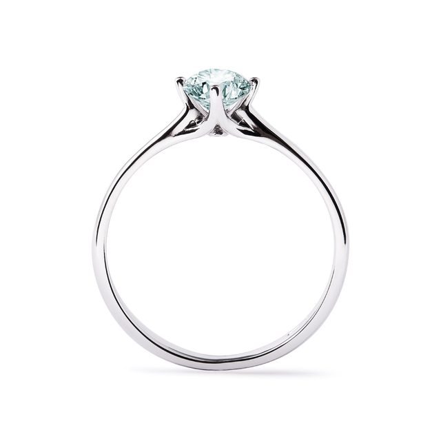 AQUAMARINE ENGAGEMENT RING IN WHITE GOLD - AQUAMARINE RINGS - 