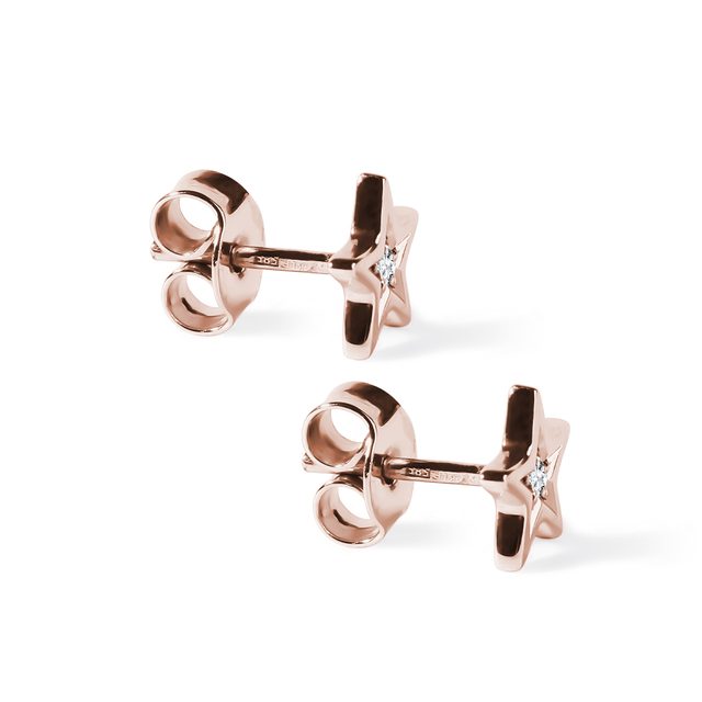 STAR-SHAPED DIAMOND EARRINGS IN ROSE GOLD - CHILDREN'S EARRINGS - 