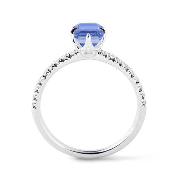 LUXE SRI LANKAN SAPPHIRE AND DIAMOND ENGAGEMENT RING - SAPPHIRE ENGAGEMENT RINGS - 
