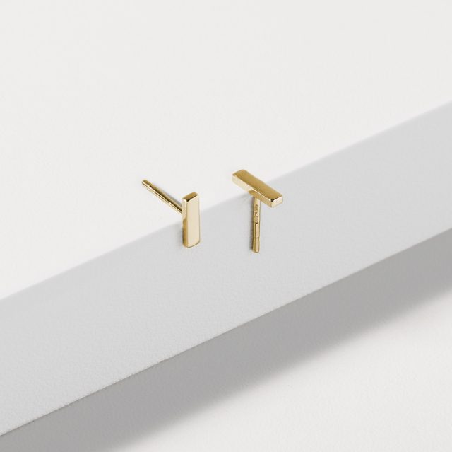 YELLOW GOLD BAR EARRINGS - YELLOW GOLD EARRINGS - 