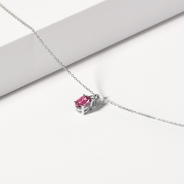 TOURMALINE AND DIAMOND WHITE GOLD NECKLACE - TOURMALINE NECKLACES - 