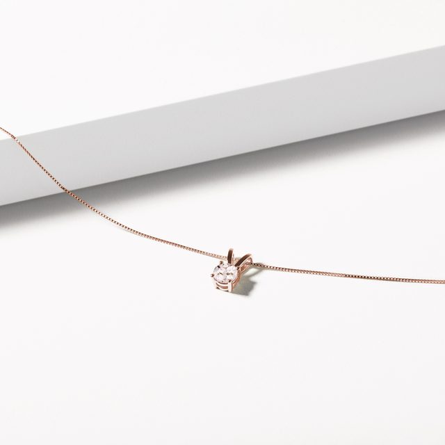 NECKLACE WITH MORGANITE IN ROSE GOLD - MORGANITE NECKLACES - 