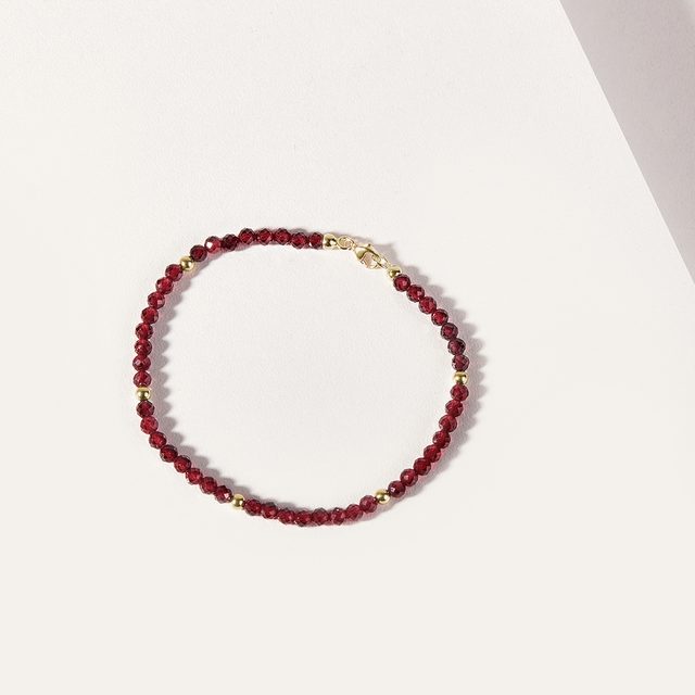 GARNET BRACELET IN YELLOW GOLD - MINERAL BRACELETS - 