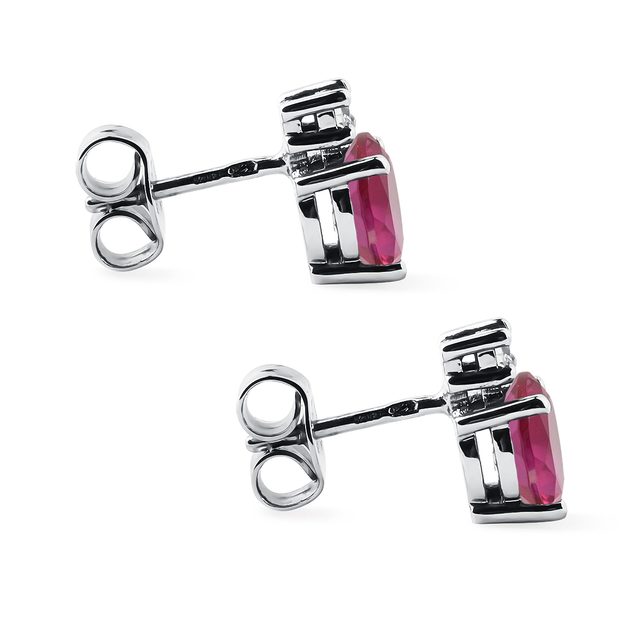 GOLD EARRINGS WITH TOURMALINES AND DIAMONDS - TOURMALINE EARRINGS - 