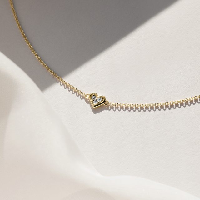 HEART BRACELET WITH DIAMONDS IN GOLD - DIAMOND BRACELETS - 