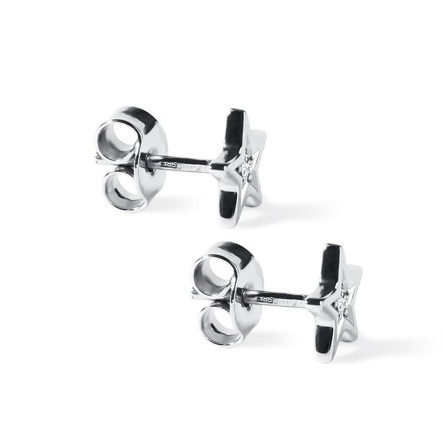 STAR-SHAPED DIAMOND EARRINGS IN WHITE GOLD - CHILDREN'S EARRINGS - 