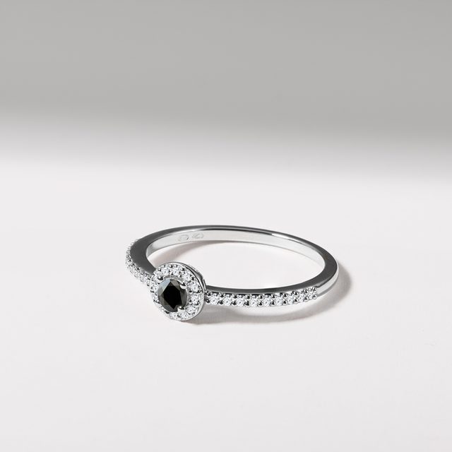 BLACK DIAMOND GOLD ENGAGEMENT RING - FANCY DIAMOND ENGAGEMENT RINGS - 