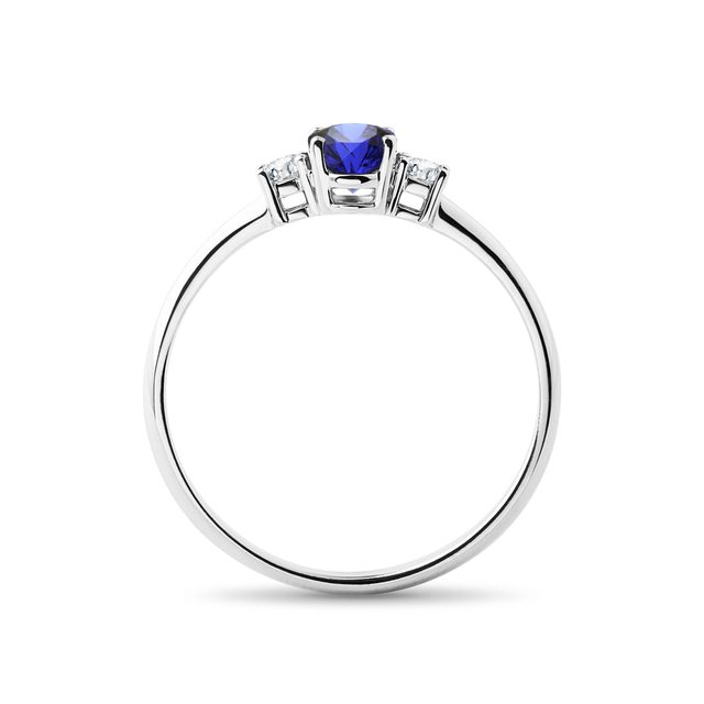 SAPPHIRE GOLD RING WITH DIAMONDS - SAPPHIRE ENGAGEMENT RINGS - 