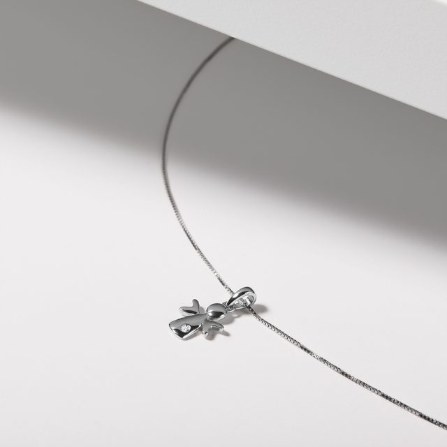 CHILDREN'S DIAMOND ANGEL NECKLACE IN WHITE GOLD - CHILDREN'S NECKLACES - 