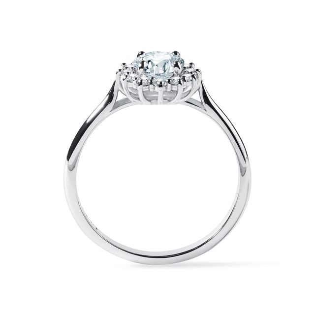 WHITE GOLD RING WITH AQUAMARINE AND BRILLIANTS - AQUAMARINE RINGS - 