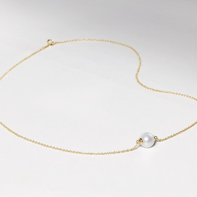 FRESHWATER PEARL NECKLACE IN 14K YELLOW GOLD - PEARL PENDANTS - 