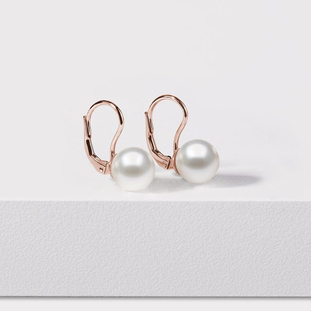 EARRINGS IN ROSE GOLD WITH AKOYA PEARLS - PEARL EARRINGS - 