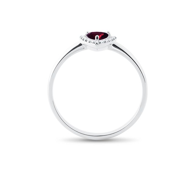 RUBELLITE AND DIAMOND RING IN WHITE GOLD - TOURMALINE RINGS - 