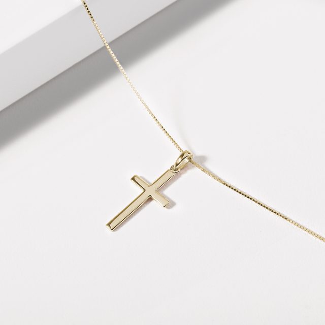 GOLD PENDANT IN THE SHAPE OF A CROSS - YELLOW GOLD NECKLACES - 
