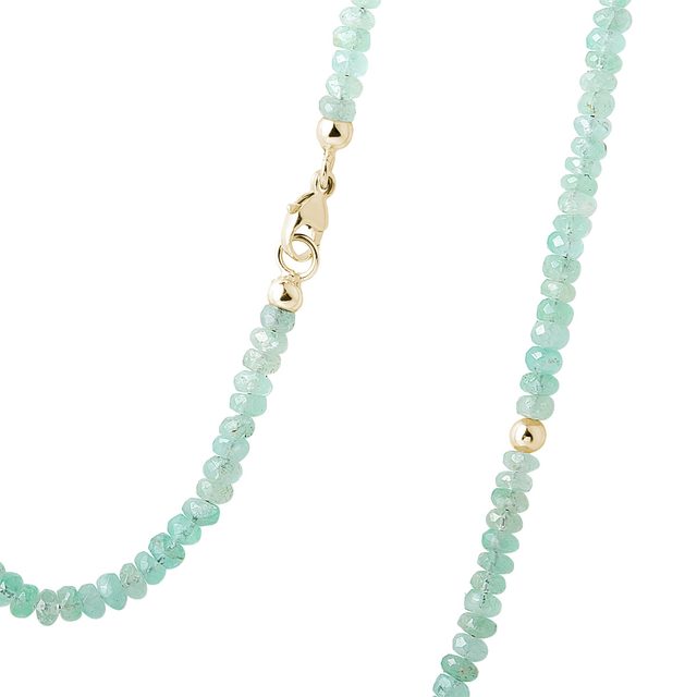 BRIGHT EMERALD NECKLACE IN YELLOW GOLD - MINERAL NECKLACES - 